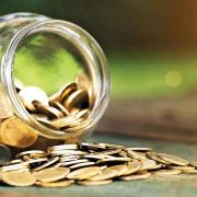 A close up of a glass in a coins